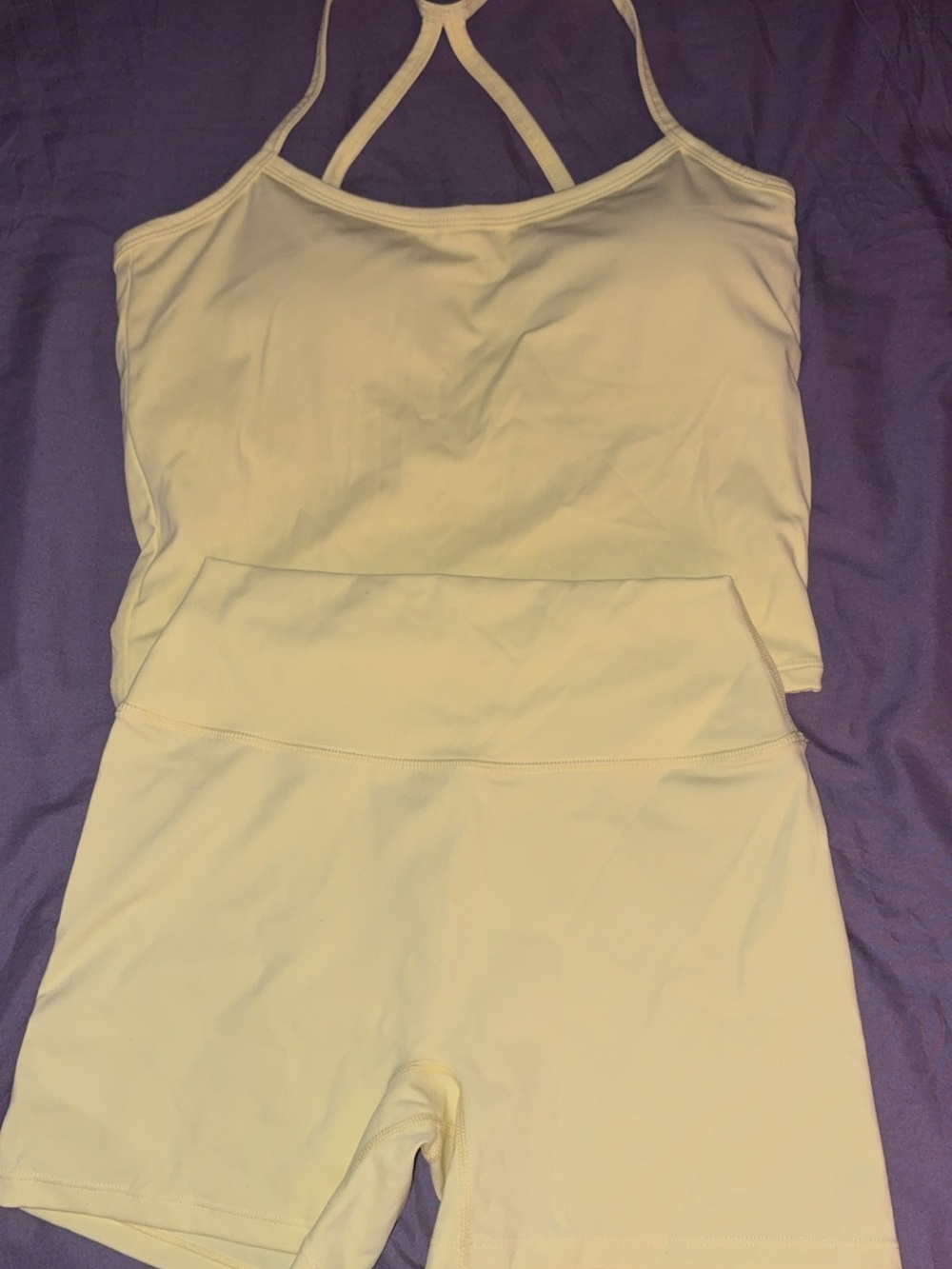Yellow Active Tank and High-Waist Bike Shorts Set